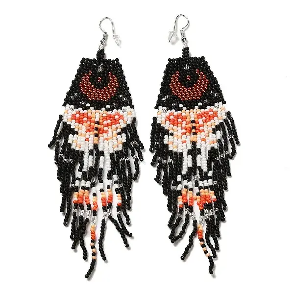 Bohemia Woven Glass Seed Bead Dangle Earrings