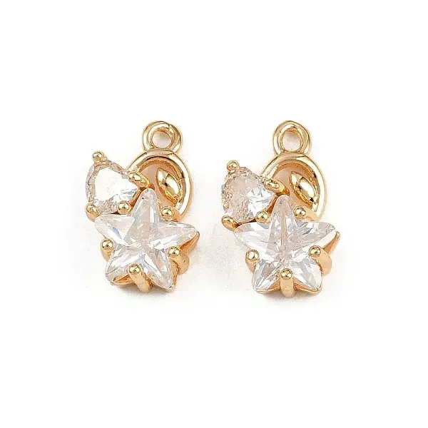 Brass Micro Pave Cubic Zirconia Charms
