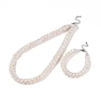 Natural Cultured Freshwater Pearl Beads Necklaces & Bracelets Jewelry Sets