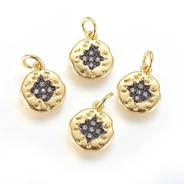 Brass Micro Pave Cubic Zirconia Charms