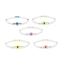 Resin Evil Eye & Acrylic Beaded Stretch Bracelet for Women