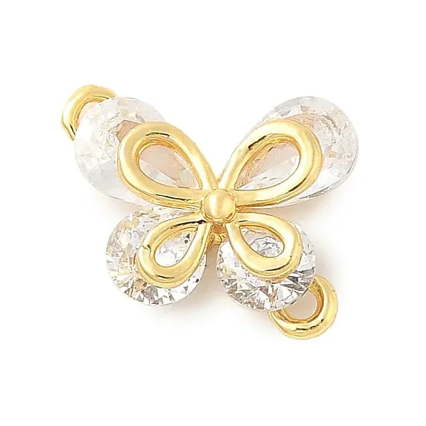 Brass Micro Pave Cubic Zirconia Connector Charms