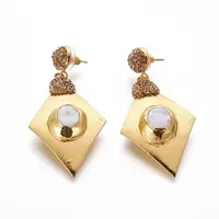 Natural Pearl Dangle Stud Earrings