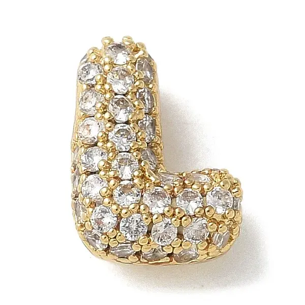 Brass Micro Pave Cubic Zirconia Beads
