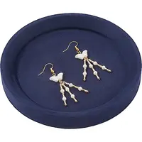 Solid Wood Covered with Velvet Jewelry Display Trays for Earrings Rings Necklaces Bracelets