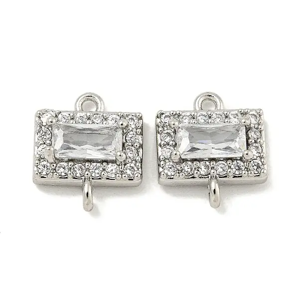 Brass Pave Clear Cubic Zirconia Connector Charms