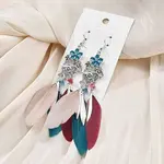 Flower & Feather Alloy Chandelier Earrings
