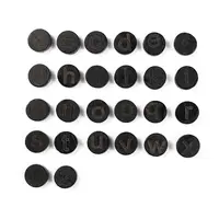 26Pcs 26 Style Flat Round with Letter Wooden Cabochons