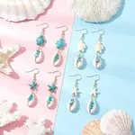 5 Pairs 304 Stainless Steel Shell Dangle Earrings