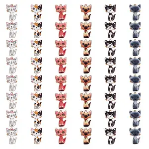 48Pcs 6 Styles Alloy Enamel Pendants
