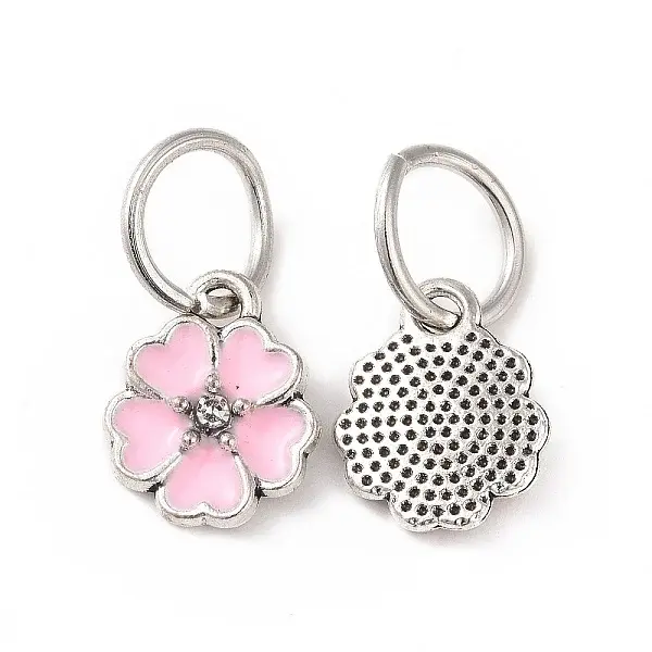 Enamel Style Flower Alloy Rhinestone Charms