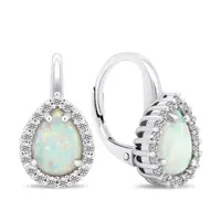 Brilio Silver Úžasné strieborné náušnice so zirkónmi a opálmi EA392W