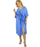 Pri Oversize dress with belt and V neckline SOPHIA