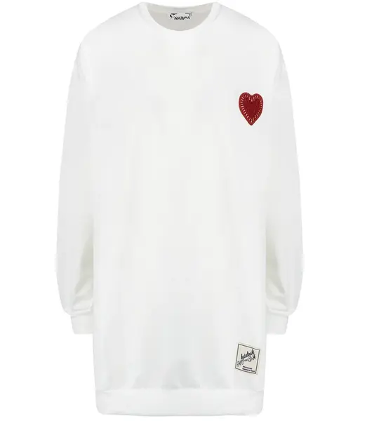 Pri Long oversize dress blouse with heart patch MARTA