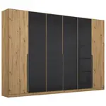 Rauch Möbel ŠATNÍ SKŘÍŇ S OTOČNÝMI DVEŘMI, dub artisan, antracitová, 271/210/54 cm