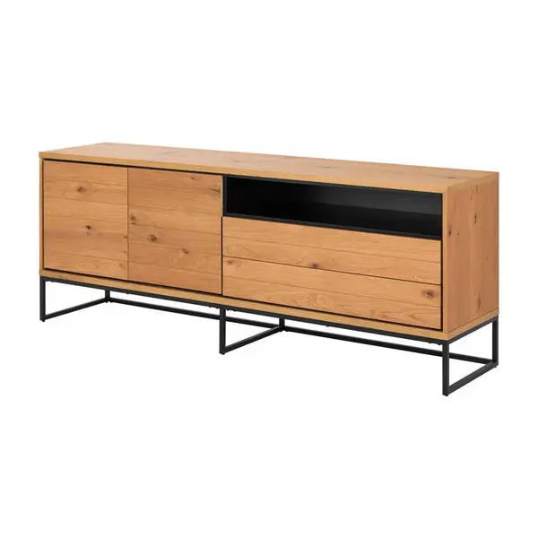 MID.YOU KOMODA, barvy dubu, černá, 197,8/75,8/45 cm