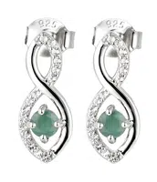 Brilio Silver Třpytivé stříbrné visací náušnice se smaragdy Precious Stone SE09089D