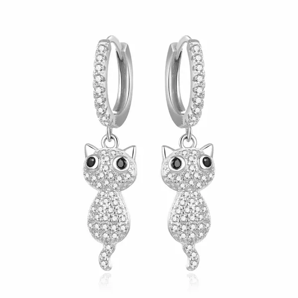 Beneto Něžné stříbrné náušnice Kočičky AGUC2574D