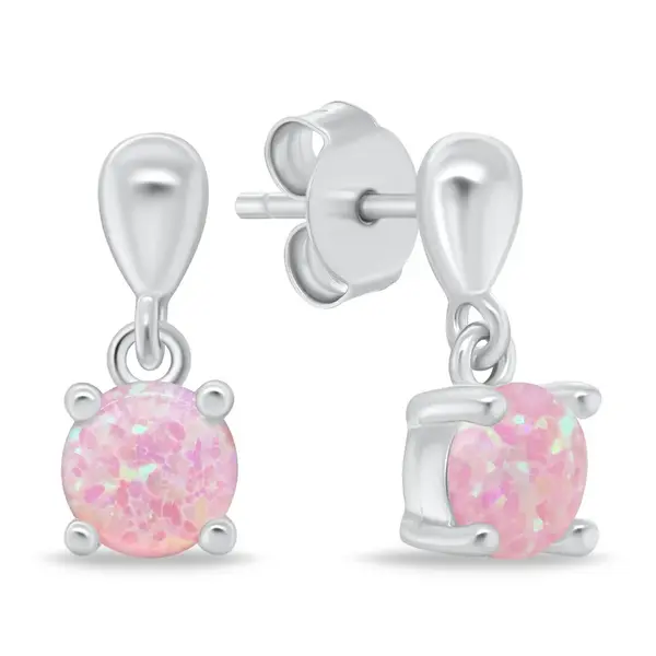Brilio Silver Stříbrné náušnice s růžovými opály EA1137WP