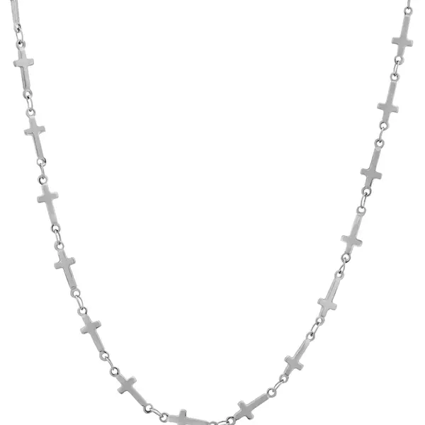 Troli Stylový ocelový náhrdelník s křížky