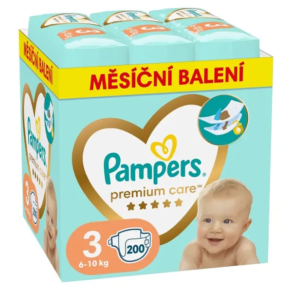 PAMPERS Premium Care monthly velikost 3 plenky 6-10kg 200 ks