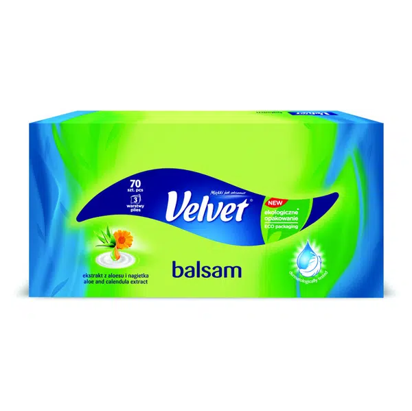 VELVET Papírové kapesníky 3-vrstvé Balsam 70 kusů