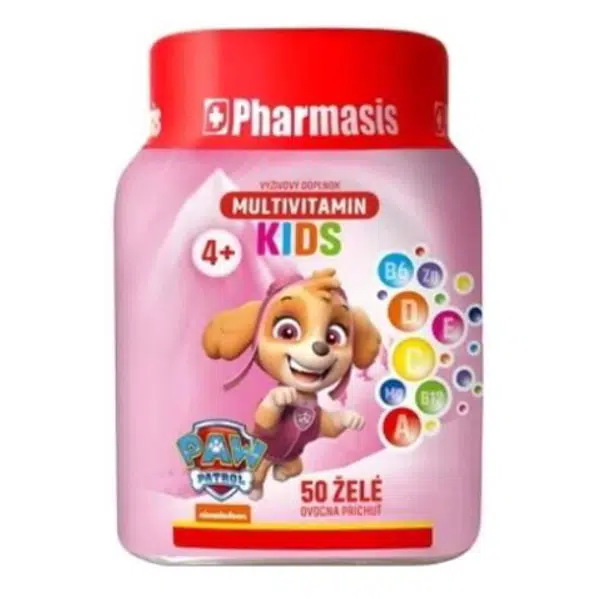 PHARMASIS Multivitamin kids Tlapková patrola želé pro děti růžová 50 ks