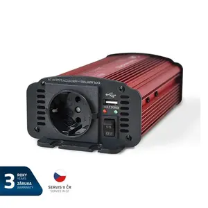 Měnič napětí GETI GPI  612 12V/230V 600W USB Schuko