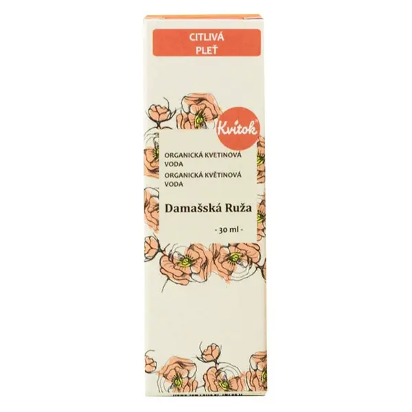 KVITOK  Organická květinová voda Damašská růže 30 ml