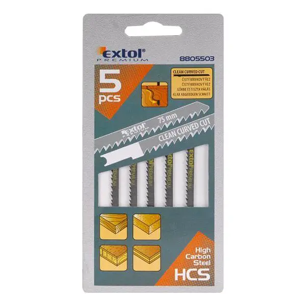 Plátky do přímočaré pily 5ks 75x2,5mm EXTOL PREMIUM 8805503