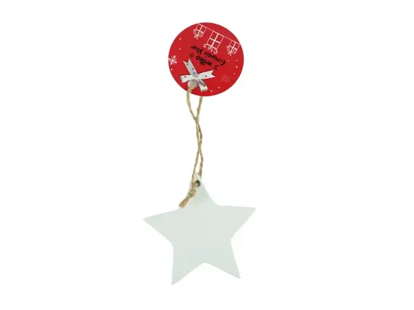 Keramická vánoční ozdoba CLAY STAR 8 cm, bílá