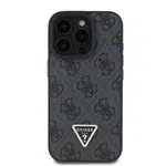 Zadní kryt Guess PU 4G Strass Triangle Metal Logo pro Apple iPhone 16 Pro Max, černá