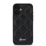 Zadní kryt Guess PU Leather Quilted pro Apple iPhone 16 Plus, černá