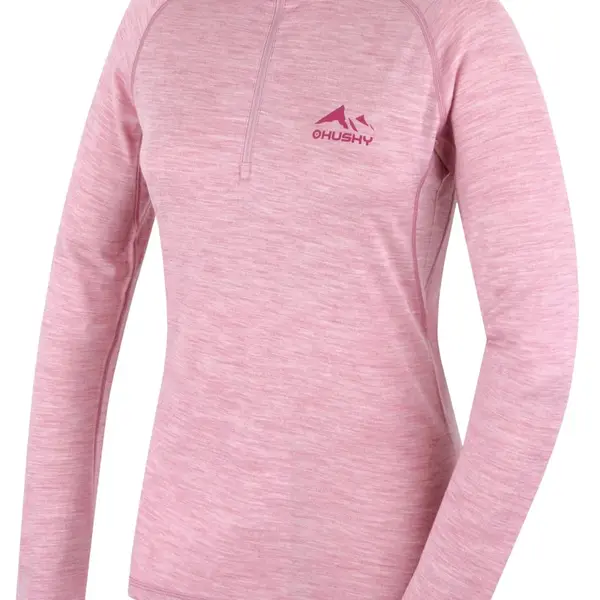 Husky Merow Zip L S, faded pink Merino termoprádlo triko