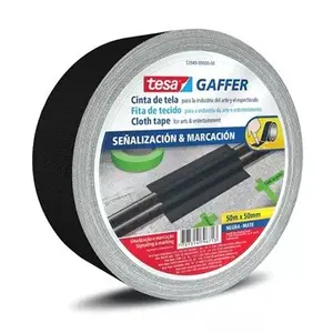 Tesa 53949 Matt Gaffer Tape, černá matná textilní páska, 50 mm x 50m
