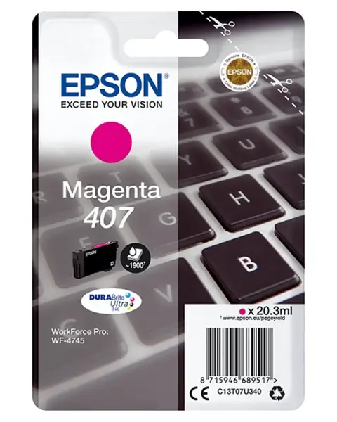 Epson 407 C13T07U340 purpurová (magenta) originální cartridge