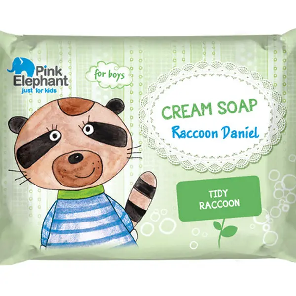 Dětské krémové tuhé mýdlo Pink Elephant Mýval Daniel - 90 g