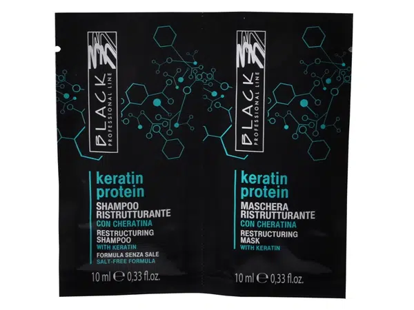 Šampon a maska pro poškozené a oslabené vlasy Black Keratin Protein - 2x10 ml (400005VZ)