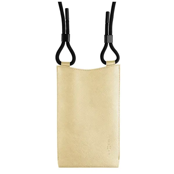 Taštička přes rameno s kapsou FIXED Verona s černou šňůrkou pro mobilní telefony do 7", světle žlutá
