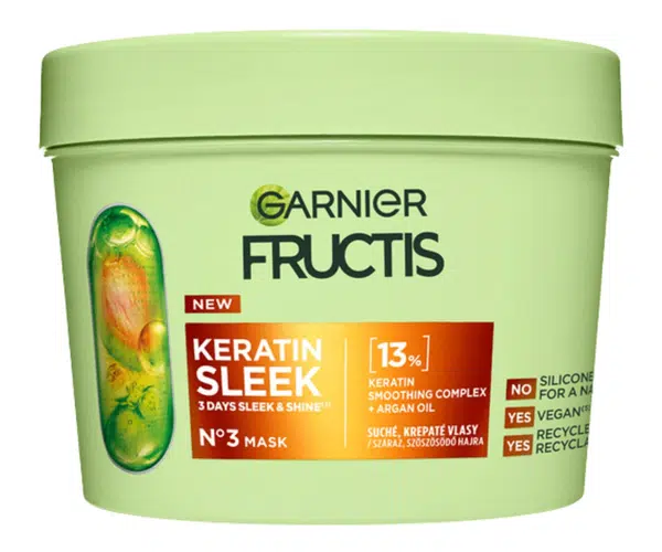 Uhlazující maska pro suché a krepaté vlasy Garnier Fructis Keratin Sleek Mask - 370 ml + dárek zdarma