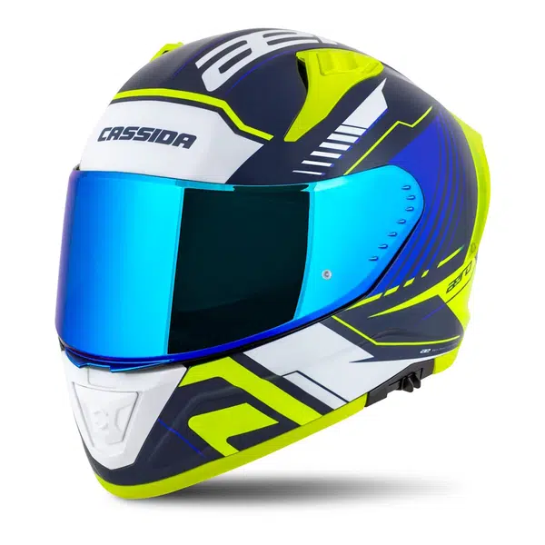 Moto přilba Cassida Aero Drome modrá/žlutá fluo/světle modrá/bílá XXL (63-64)