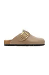 Semišové papuče Birkenstock Boston Big Buckle Shearling béžová barva, 1030444