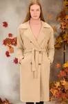 Z6765 DEWBERRY LADIES COAT-PLAIN BEIGE