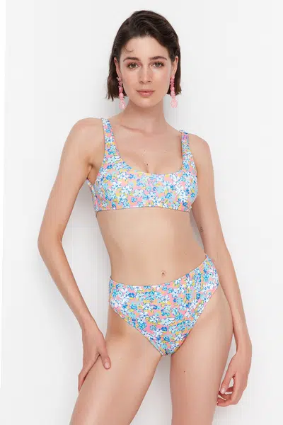 Trendyol Floral Print Bandeau Bikini Top