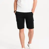 Ombre Men's single color shorts with cargo pockets - black