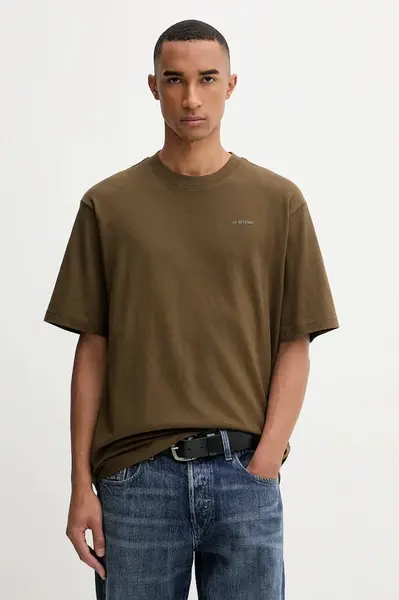 Bavlněné tričko G-Star Boxy base pánské, zelená barva, D26817-D593