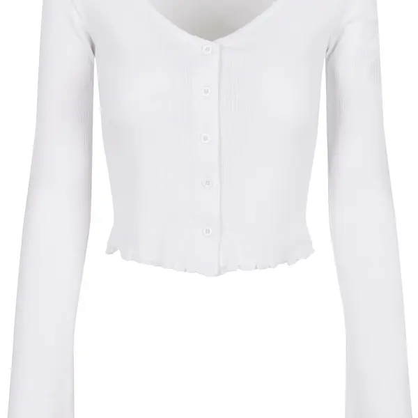 Women's sweater with a cropped rib in white