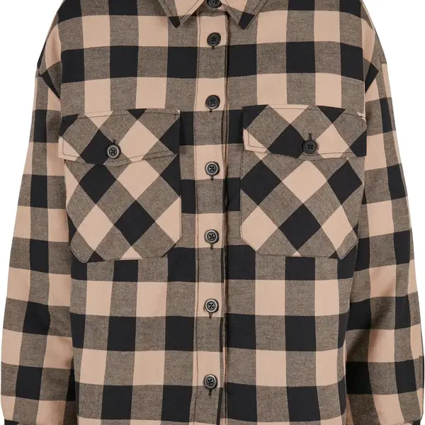 Women's flannel padded overshirt black/softtaupe