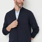 Vlnený kardigán BOSS tmavomodrá farba