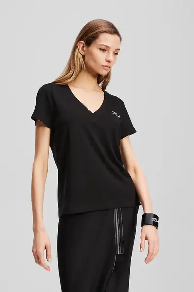 Ľanové tričko Karl Lagerfeld